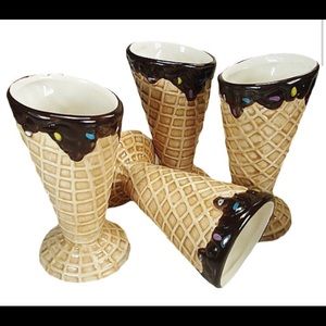 D'Lusso Designs 4 Piece Ceramic Ice Cream Cup Set